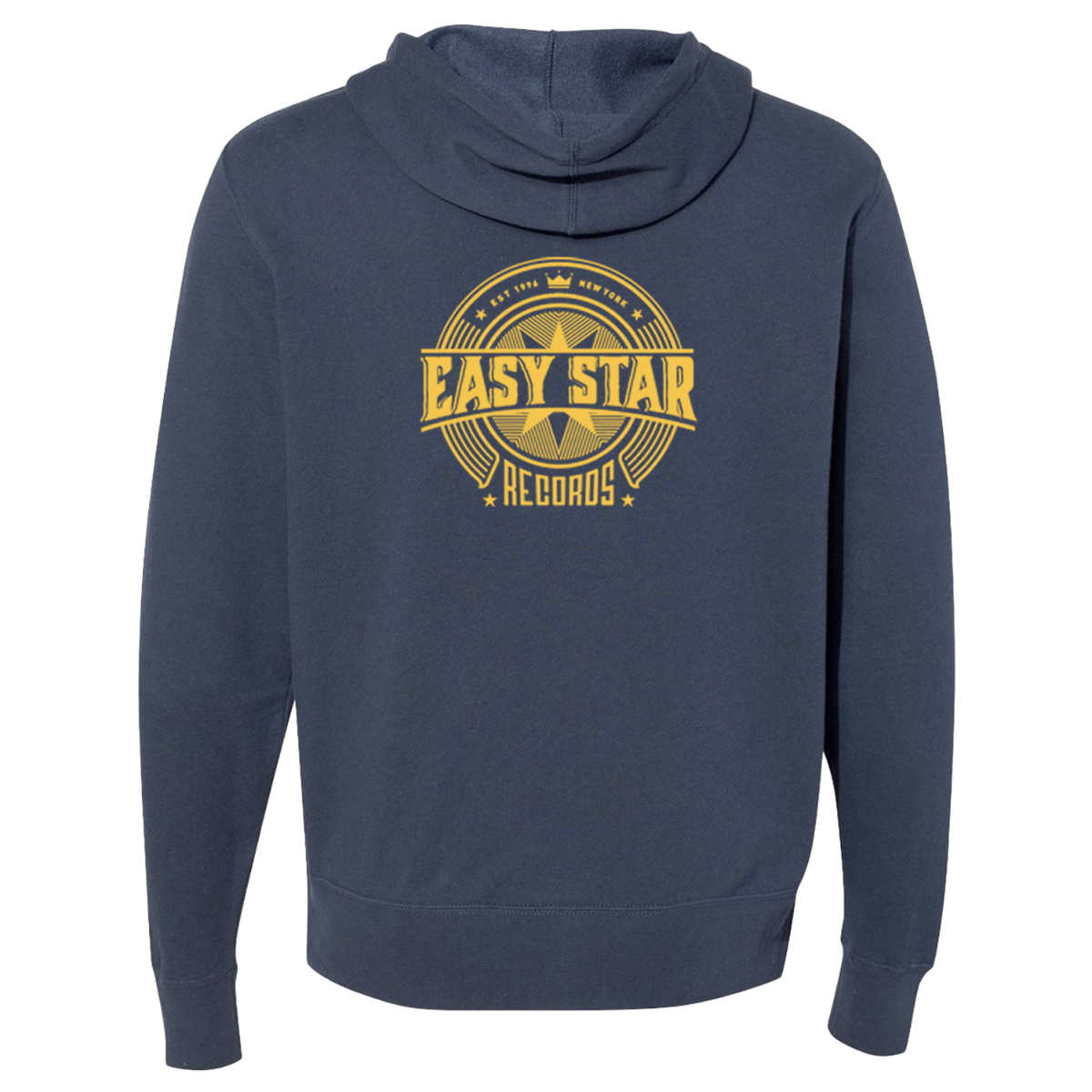 Easy Star Records Circle Logo Zip Up Hoodie - Slate Blue with Yellow Print