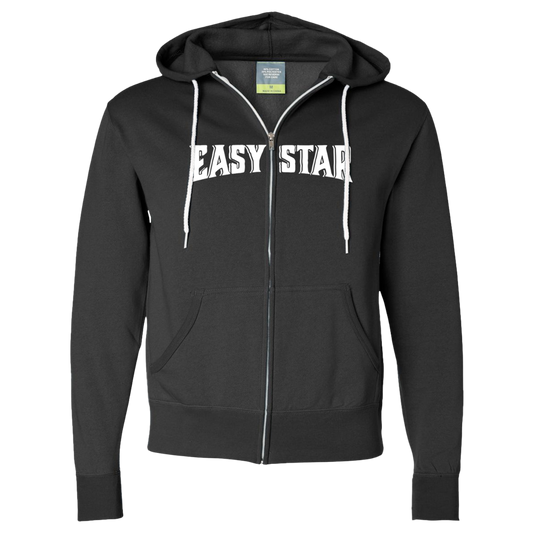 Easy Star Records Circle Logo Zip Up Hoodie - Black with White Print